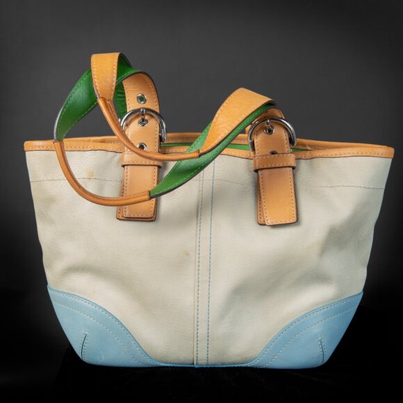 COACH Hampton Soho Canvas Tote Bag Cream - Picture 3 of 16